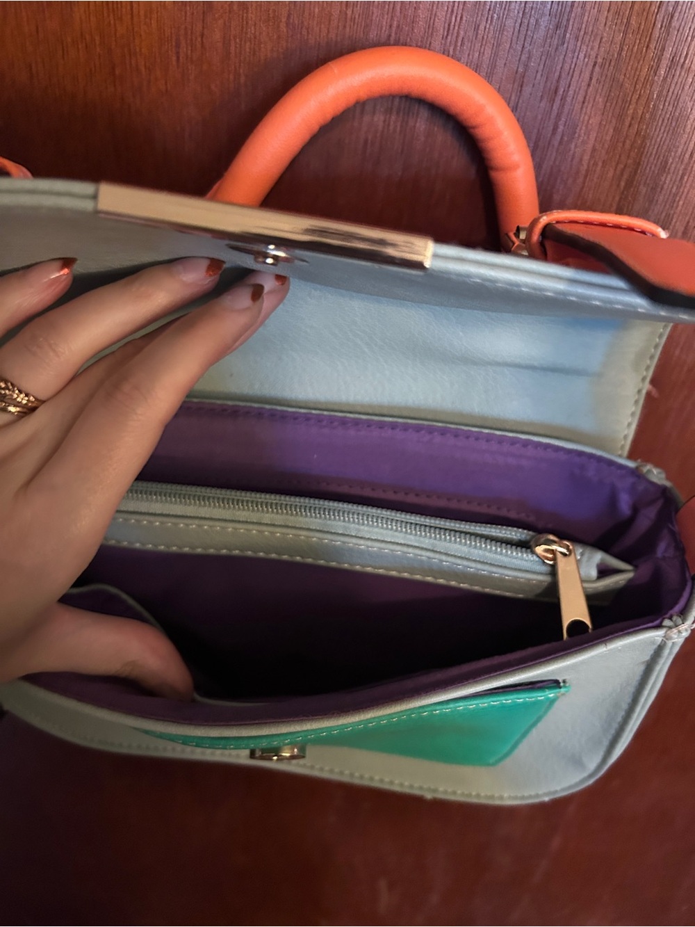 Two purse lot deal- dooney and bourke grey purse and teal orange crossbody - Picture 7 of 12